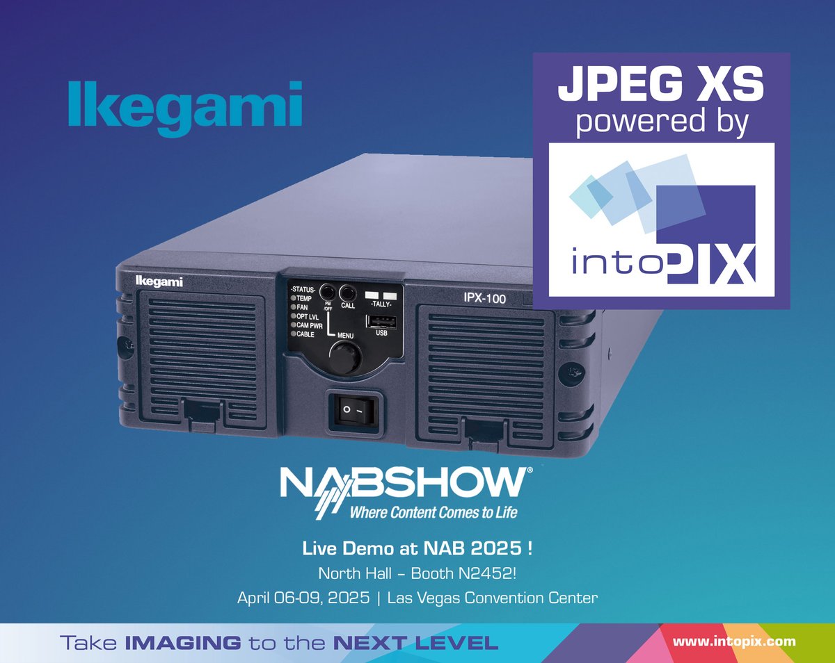<a href="/intoPIX/">intoPIX</a> powers the new <a href="/IkegamiOfficial/">池上通信機【公式】</a> IPX-100 with JPEG XS!
A new step forward for efficient, low-latency IP production workflows.

Read more zurl.co/EKFoA
Meet us at <a href="/NABShow/">NAB Show</a> (Booth N2452)
Book a meeting: zurl.co/0dDFx

#JPEGXS #ST2110 #Broadcast #NAB2025