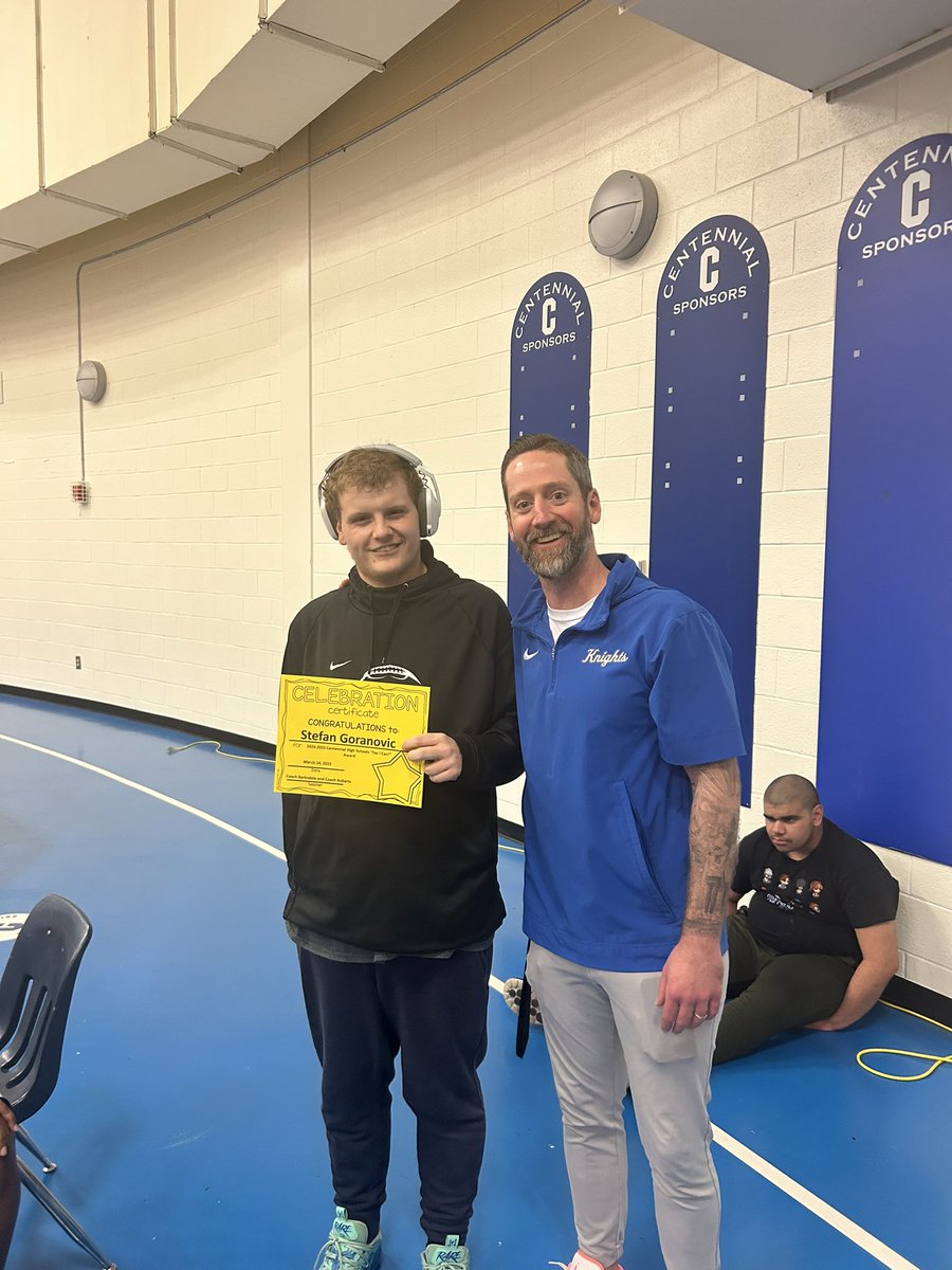 If you played us this season, you saw Stefan on the bench, cheering on the guys &amp; helping out. Game changer for our program! 

He will represent <a href="/The_CHSKnights/">Centennial High School</a> as our school’s Yes I Can! Award Winner on 4/15 at Riverwood HS. 

We are proud of you Stef! Congratulations! #4theC