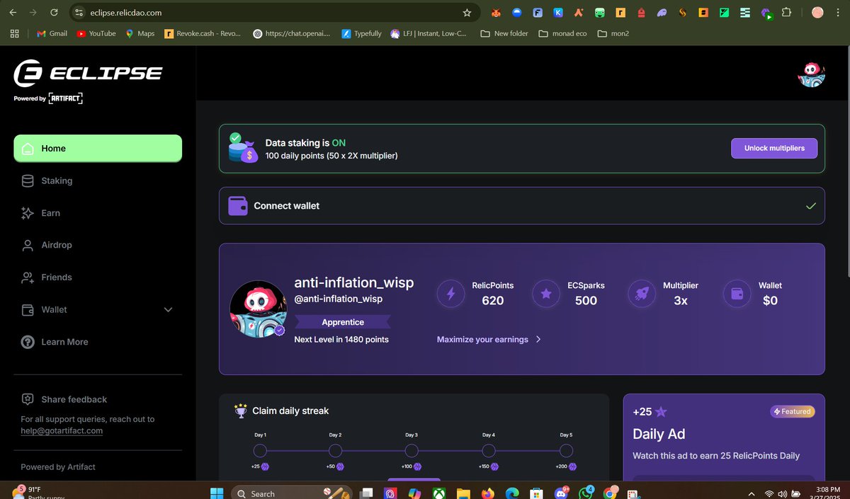 AdeXBT's tweet photo. to access @relic_dao all you have to do is sign up at  https://t.co/EbajfS5aCp 
do the social task by connecting your X and discord account 
go back to home page and toggle on data staking, basically you stake your data to earn. https://t.co/FgAvcfjvtx
