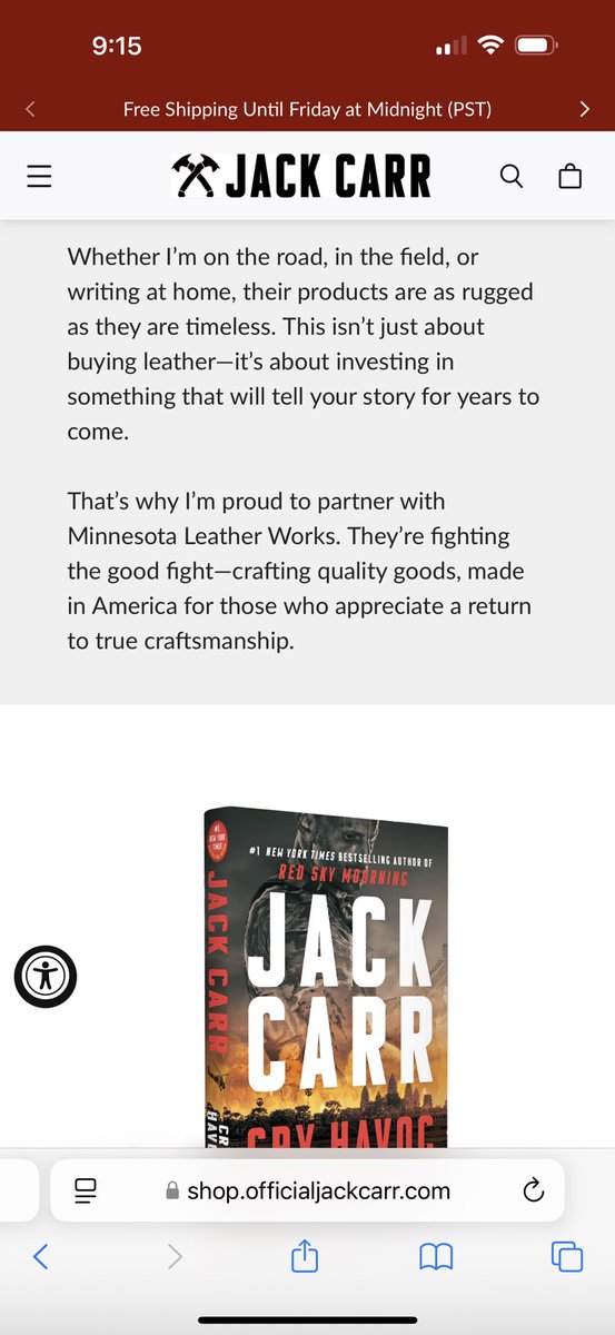 Thank you for your support and partnership <a href="/JackCarrUSA/">Jack Carr</a>. 

It’s an honor to both craft these leather goods and photograph the process at <a href="/LeatherWorksMN/">Leather Works MN</a> 

shop.officialjackcarr.com/collections/le…