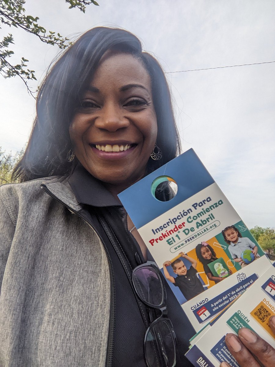 We're knocking on doors near Cochran Elementary to share news of Dallas ISD's amazing PreK programs for 3-4 year olds and HIPPY program for 2-4 year olds. Mark your calendar Friends, enrollment begins April 1st!