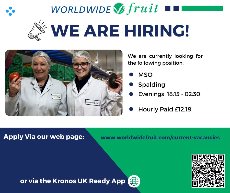 ⭐Vacancy⭐
We have an exciting opportunity in our business!

Want to join the team at Worldwide Fruit? 

worldwidefruit.co.uk/current-vacanc…
