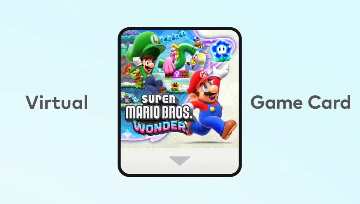 PopBase's tweet photo. Nintendo unveils Virtual Game Cards.

The new system will allow users to lend games they have purchased digitally between Nintendo Switch devices through a local network. https://t.co/g4b48OYIOj