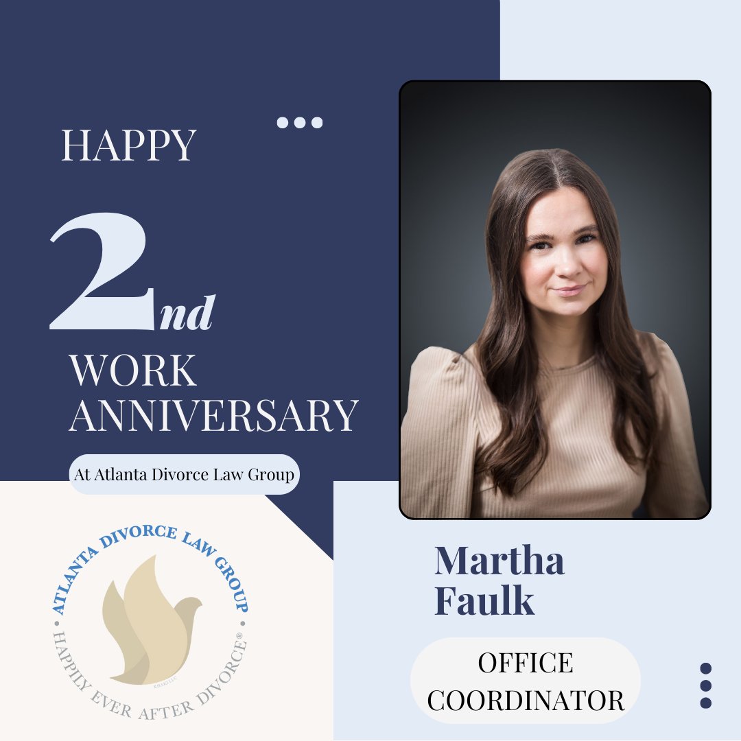 ATLDivorceGroup's tweet photo. Happy 2-year work anniversary to our amazing Office Coordinator, Martha!  We’re so grateful to have you on the ADLG team—We couldn’t do it without you! https://t.co/0wrJ83L0Wb
