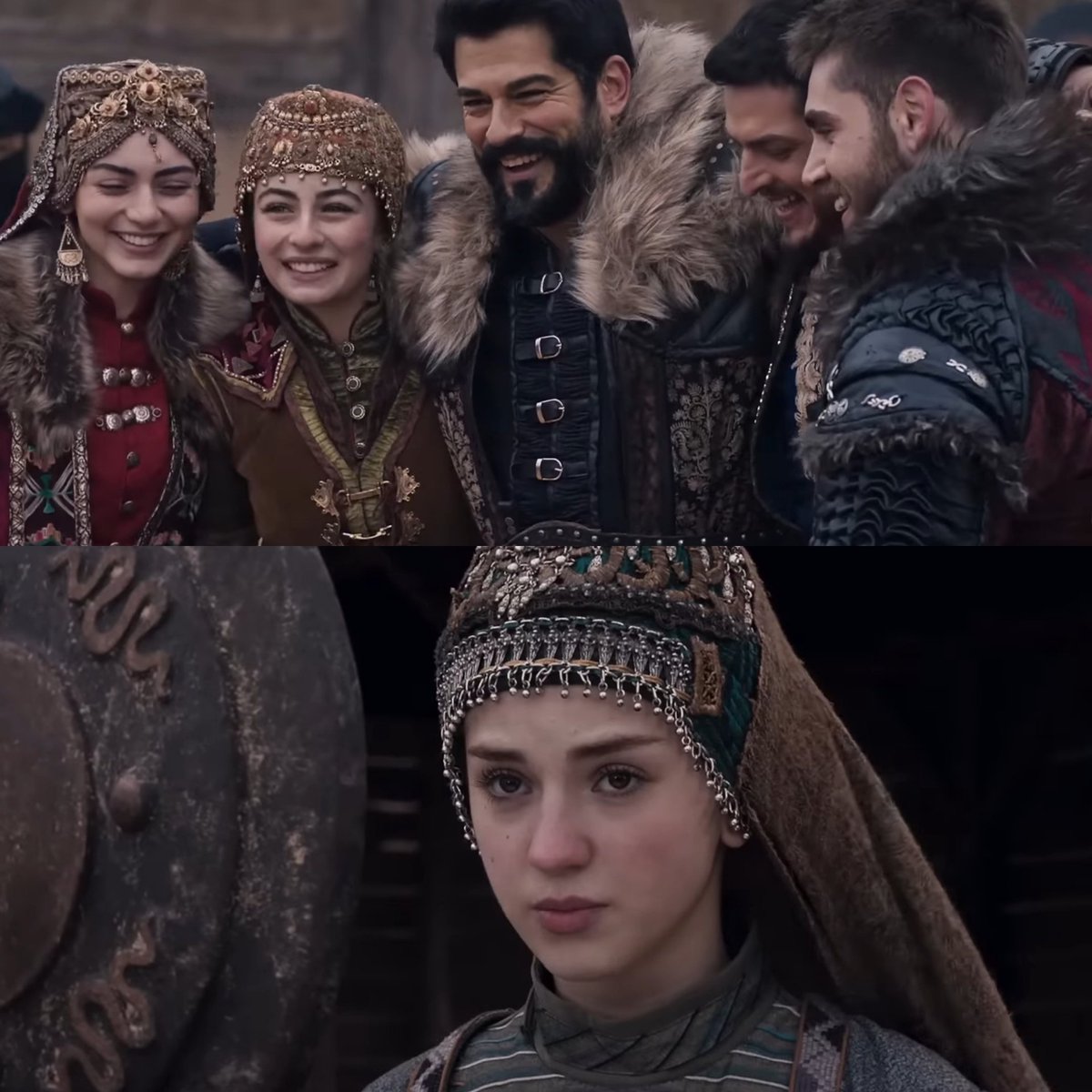 LauraM40330's tweet photo. Parallels, the longing in her eyes, the sadness and even the joy in her eyes, we hope that we will reunite and that Halime will finally be part of that hug she wants so much, to feel that love from her family.❤️

#KuruluşOsman #Halime #OsBal 
#FatmaHatun #AlaeddinBey #OrhanBey https://t.co/mc0GnImiD8