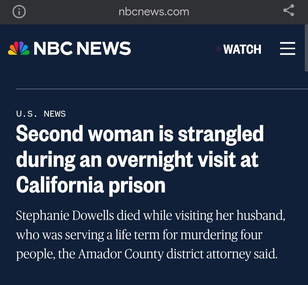 CatherineInFL's tweet image. Democrats in California have decided murderous men's rights to have women made available for sex is more important than women's safety. A second woman has been killed by a male inmate during a conjugal visit at Mule Creek State Prison in Ione, CA.