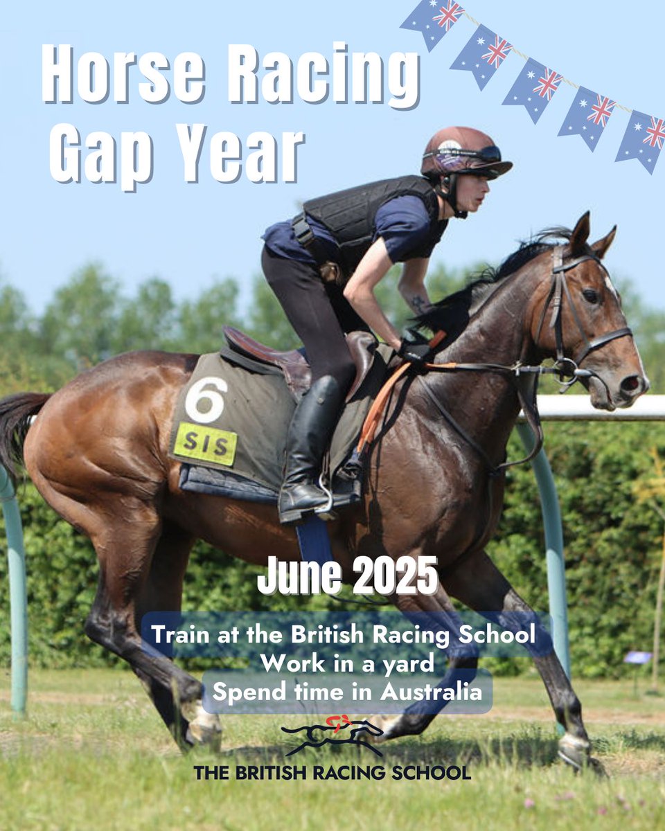 BritishRacingSchool (@brsnewmarket) on Twitter photo Want a gap year exploring a career in racing in UK and in Australia?
The programme includes:
📆 7 Week course at BRS 30.6.25 - 15.8.25
💵 Paid industry placements at a BRS yard
🧳 5 months in Aus
Details here: bit.ly/42hIIES
or email duncan.gregory@brs.org.uk to apply Want a gap year exploring a career in racing in UK and in Australia?
The programme includes:
📆 7 Week course at BRS 30.6.25 - 15.8.25
💵 Paid industry placements at a BRS yard
🧳 5 months in Aus
Details here: bit.ly/42hIIES
or email duncan.gregory@brs.org.uk to apply
