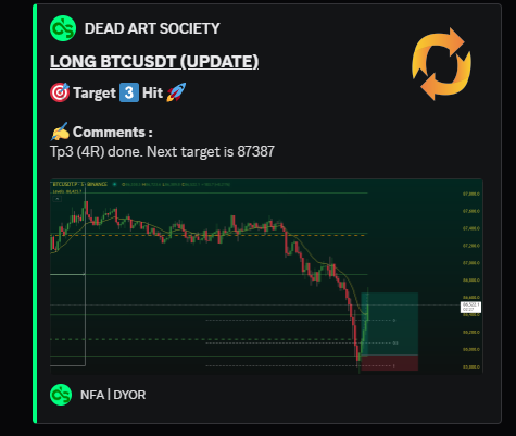 We catch moves in BOTH directions—whether it’s a #swing or scalp, we maximize #ROI. whether the #market pumps or dumps, we trade it smart. Join us for the next big move.

#Crypto #Trading #BTC #Scalping