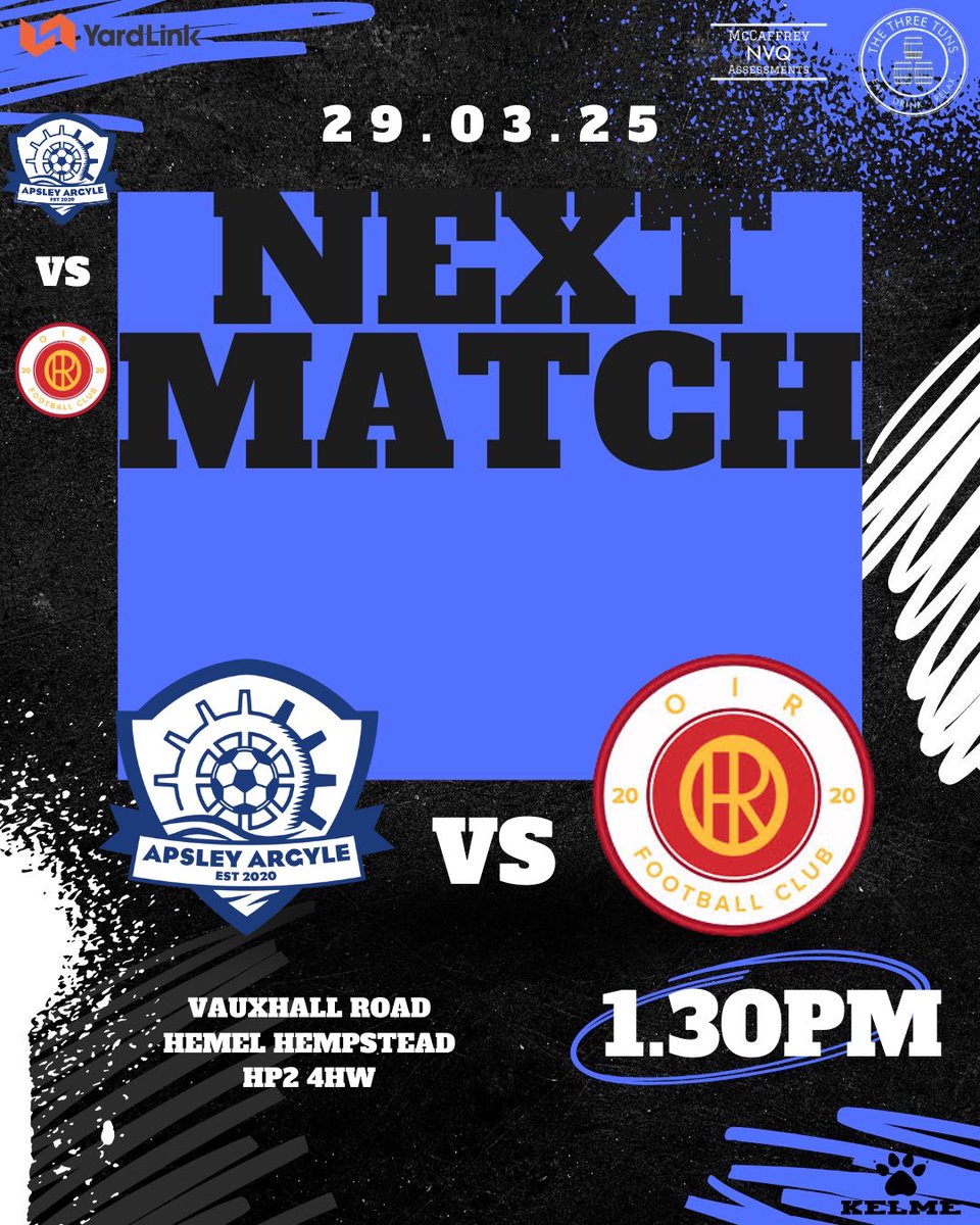 ApsleyFC's tweet image. 🔵⚽️ NEXT MATCH ⚽️🔵

We host OIR FC this weekend! 

#UptheArgyle
