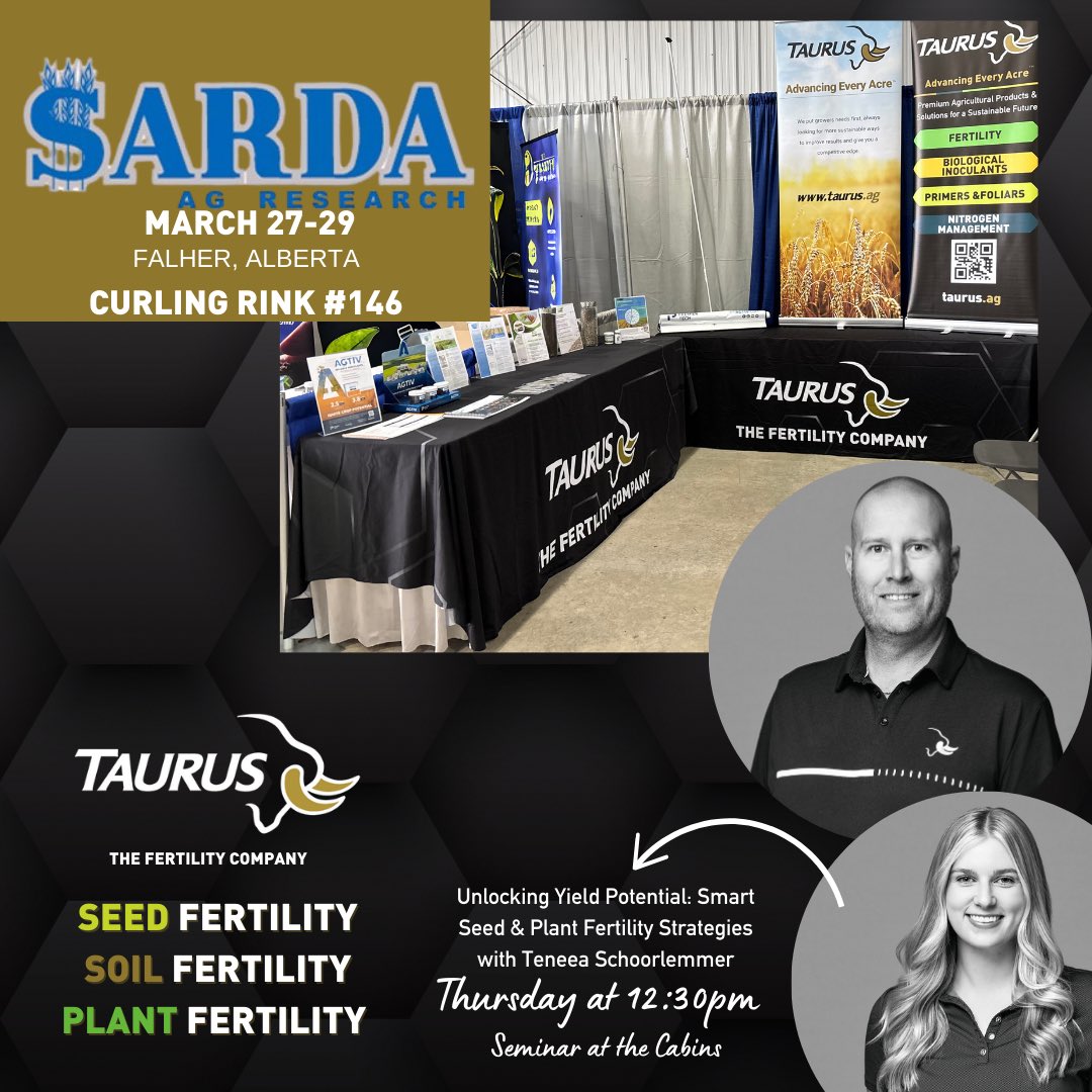 Heading to SARDA in Falher? Visit Brett &amp; Teneea at Booth 146 in the curling rink!

Don’t miss Teneea’s talk on Today at 12:30 PM in the seminar cabins—learn how to build a fertility program that’s efficient, economical &amp; agronomically proven! #SARDA2025 #TheFertilityCompany