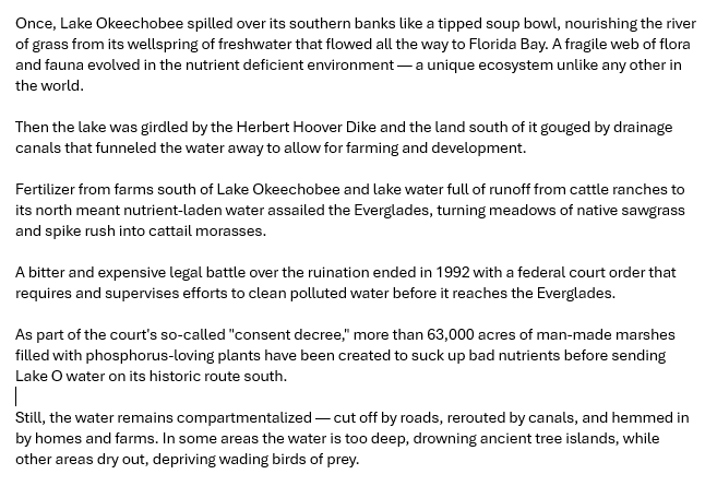 Don’t miss <a href="/KMillerWeather/">Kimberly Miller</a>'s  wonderfully vivid summation of decades (millennia?) of Lake Okeechobee aquatic history

palmbeachpost.com/story/news/202…