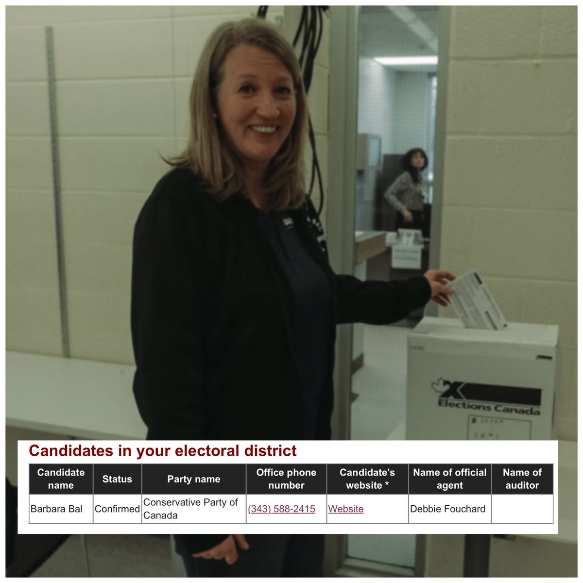 BarbaraBalCPC's tweet photo. It’s official—FIRST candidate confirmed in Nepean!🇨🇦

Election day is:
Monday, April 28, 2025

Advance voting takes place on:
Friday, April 18, 2025
Saturday, April 19, 2025
Sunday, April 20, 2025
Monday, April 21, 2025 https://t.co/U6zoopwc9R