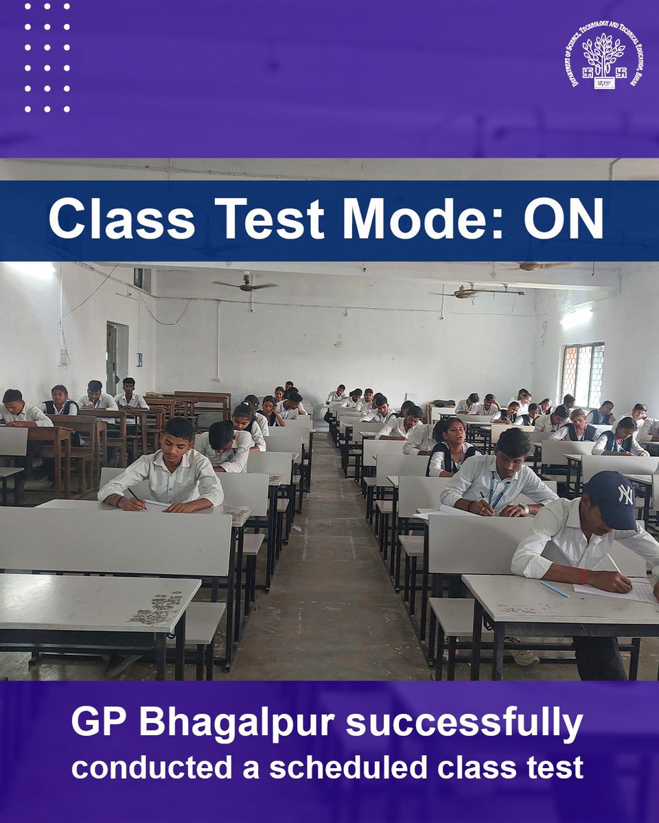 DSTTEBihar's tweet image. Govt. Polytechnic Bhagalpur, under the Dept. of Science, Tech &amp;amp; Technical Education, Bihar, successfully conducted class tests for students in Electronics, Civil, Electrical &amp;amp; Computer Science.

Wishing all students the best!

#PolytechnicEducation #AcademicExcellence#StudyTips