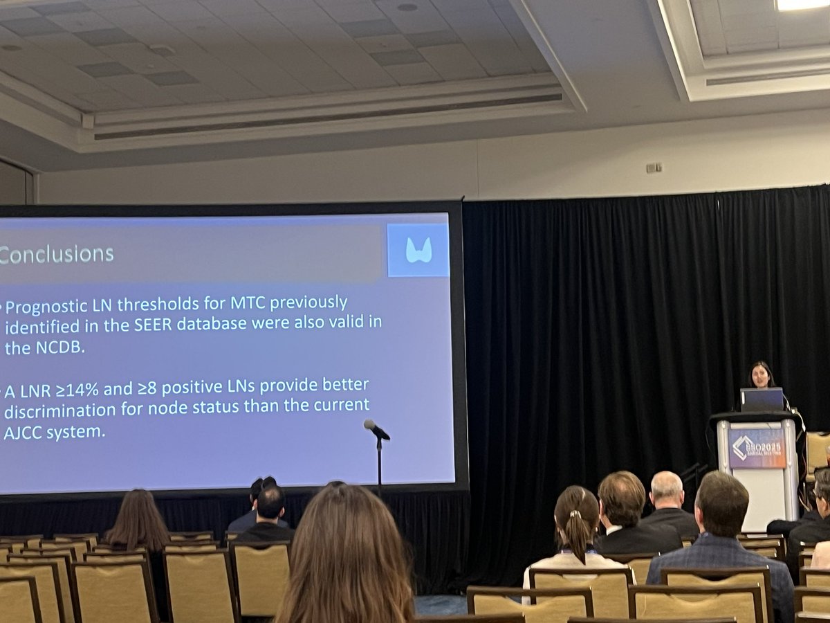Duke Surgical Oncology (@dukesurgonc) on Twitter photo Excellent presentation by <a href="/DukeMedSchool/">Duke University School of Medicine</a> student <a href="/Lindsay_CV/">Christina Lindsay</a> on lymph node thresholds and their association with mortality for medullary thyroid cancer #SSO2025 <a href="/DukeCancer/">Duke Cancer</a> Excellent presentation by <a href="/DukeMedSchool/">Duke University School of Medicine</a> student <a href="/Lindsay_CV/">Christina Lindsay</a> on lymph node thresholds and their association with mortality for medullary thyroid cancer #SSO2025 <a href="/DukeCancer/">Duke Cancer</a>