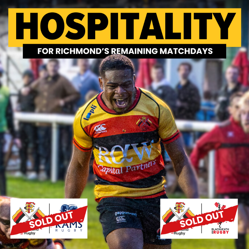 RichmondFC1861's tweet photo. 🚨 𝗦𝗢𝗟𝗗 𝗢𝗨𝗧 🚨
Our matchday hospitality has reached full capacity for our final 2 games of the season! 🔥
Missed out? Limited match tickets are still available for both fixtures. Secure your seat and back the boys to the end! 👊
#ClubForLife 💛❤️🖤