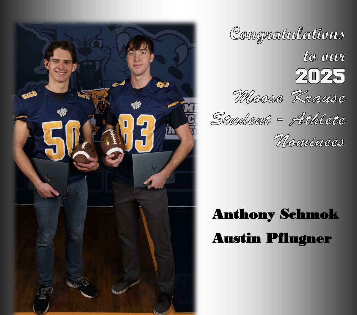 Congratulations to <a href="/RileyWildcatFB/">SB Riley Wildcat Football</a> standout &amp; Moose Krause Student Athlete Nominees Anthony Schmok &amp; Austin Pflugner. We are so proud of you!
#GoWildcats