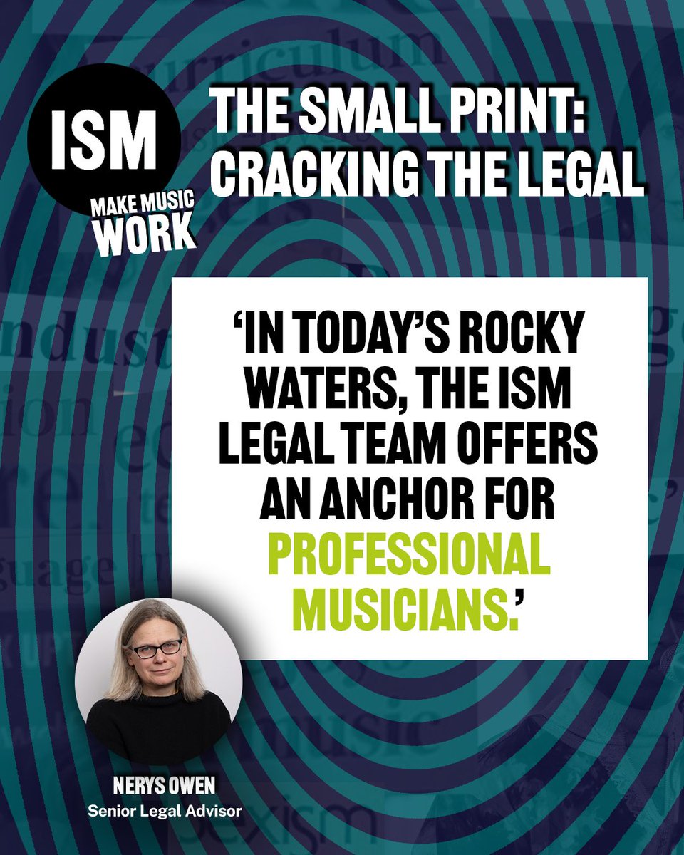 ISM_music's tweet photo. Need legal advice as a musician? 🎶 At Make Music Work, our legal panel will cover unpaid fees, copyright & employment rights—key issues for performers, teachers & creators. Join us on 24 April! Get your ticket here 👉 https://t.co/sCr9TDHnBL #MakeMusicWork https://t.co/UV74zl8Wq2
