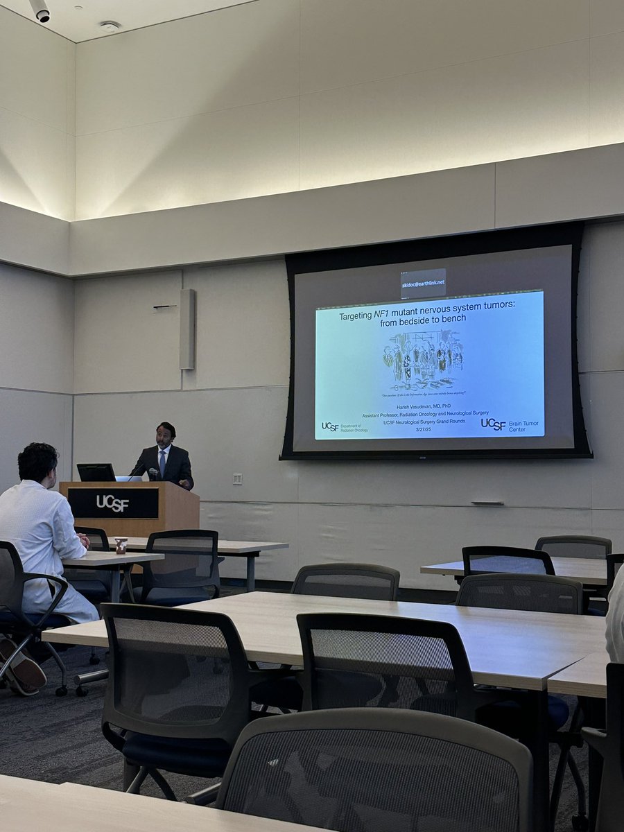 Early AM <a href="/NeurosurgUCSF/">UCSF Neurosurgery</a> grand rounds on #NF1 given by <a href="/VasuLabUCSF/">Vasudevan Lab</a> - truly awesome translational work &amp; grateful to be working together with so many people, especially <a href="/5Reddys/">Alyssa Reddy</a>, in building our #NF program at <a href="/UCSFHospitals/">UCSF Health</a>. #EndNF