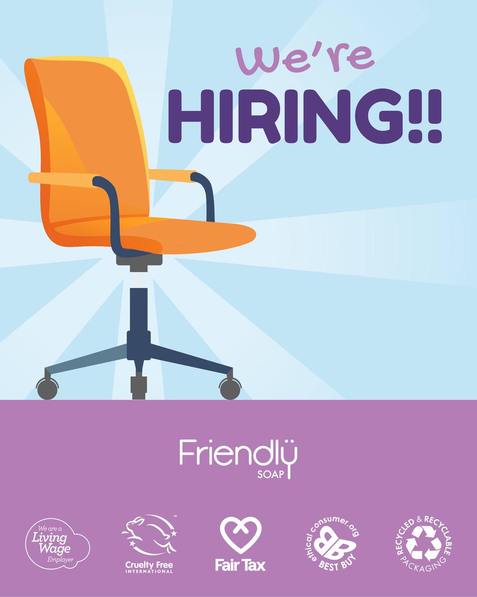We're seeking a proactive and detail-oriented Admin Assistant to support our ISO 22716 (Good Manufacturing Practices) certification, customer service and other general duties  

Interested? Apply here: friendlysoap.co.uk/blogs/news/com…

#hebdenbridge #caldervalley #todmorden #jobvacancy