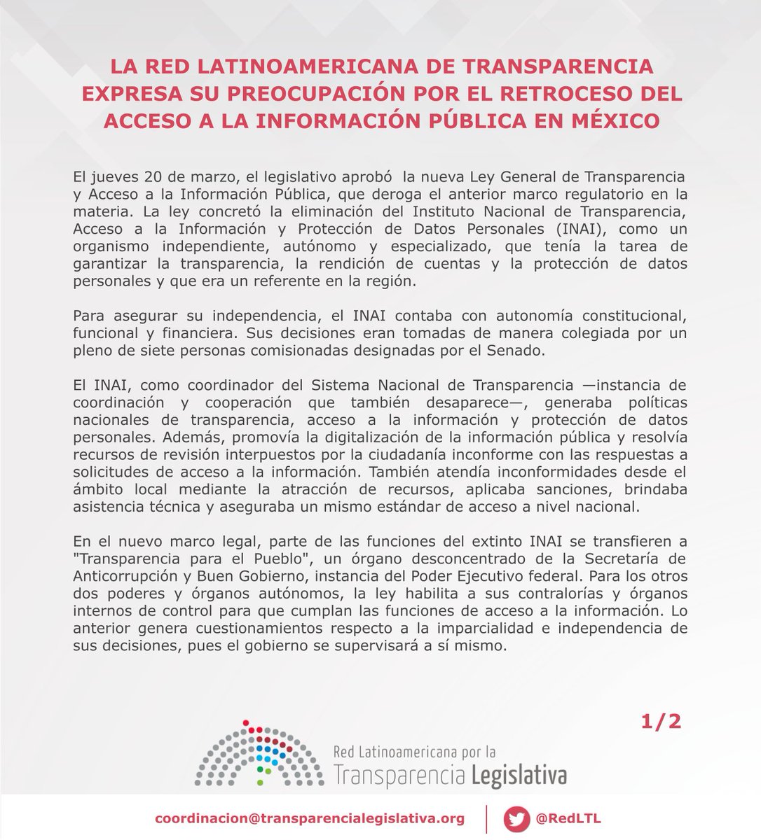 Red Latinoamérica por la Transparencia Legislativa tweet media