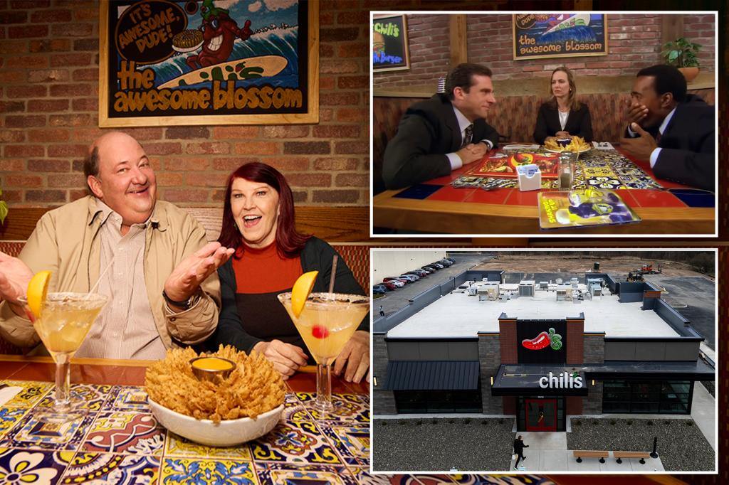 nypost's tweet photo. A Chili’s themed like ‘The Office’ is opening in Scranton — ‘awesome blossom’ and all https://t.co/X77vMmayFh https://t.co/mFglIcMJTa