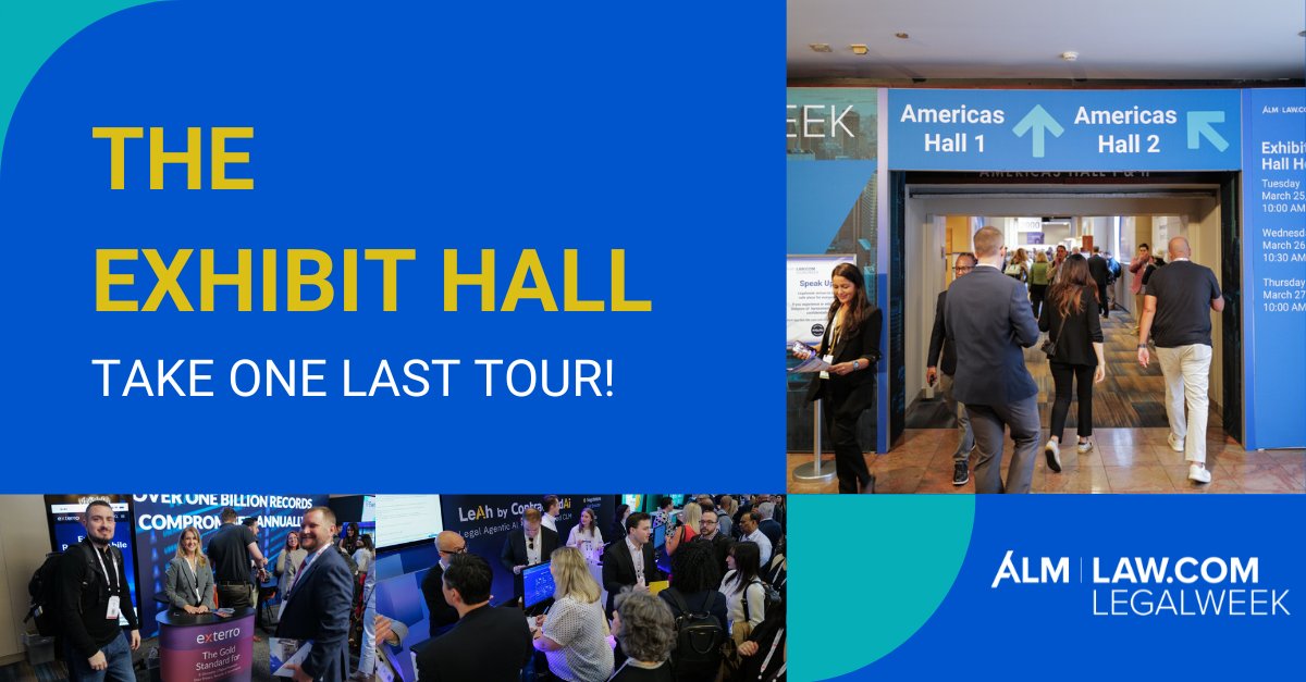 Legalweek Show (@legalweekshow) on Twitter photo ⚡ One last tour of the Exhibit Hall before it closes at 12 PM! From connecting with tech leaders to innovative solutions, today’s your chance to explore cutting-edge #LegalTech. What’s been your favorite tech? 🤔 #Legalweek25 ⚡ One last tour of the Exhibit Hall before it closes at 12 PM! From connecting with tech leaders to innovative solutions, today’s your chance to explore cutting-edge #LegalTech. What’s been your favorite tech? 🤔 #Legalweek25