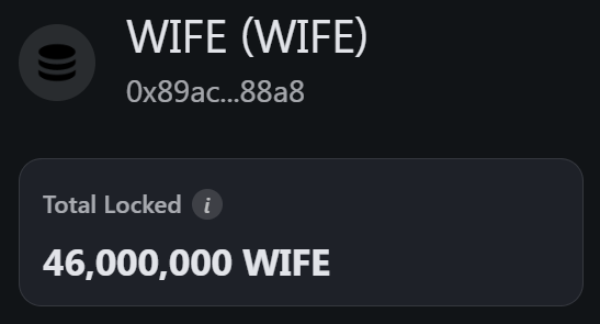 29 million $WIFE tokens have been locked once again for the next 2 months! 🚨🚨

Total locked = 46m  <a href="/OP_hodl3r/">𝓐𝓳𝓮𝓳𝓮 ₿𝓻𝓪𝔃𝓸𝓻𝓯 ∞/21M (✈️,🏨)</a> 🙌

locked-tokens.codeit.gg/token/0x89acc0…