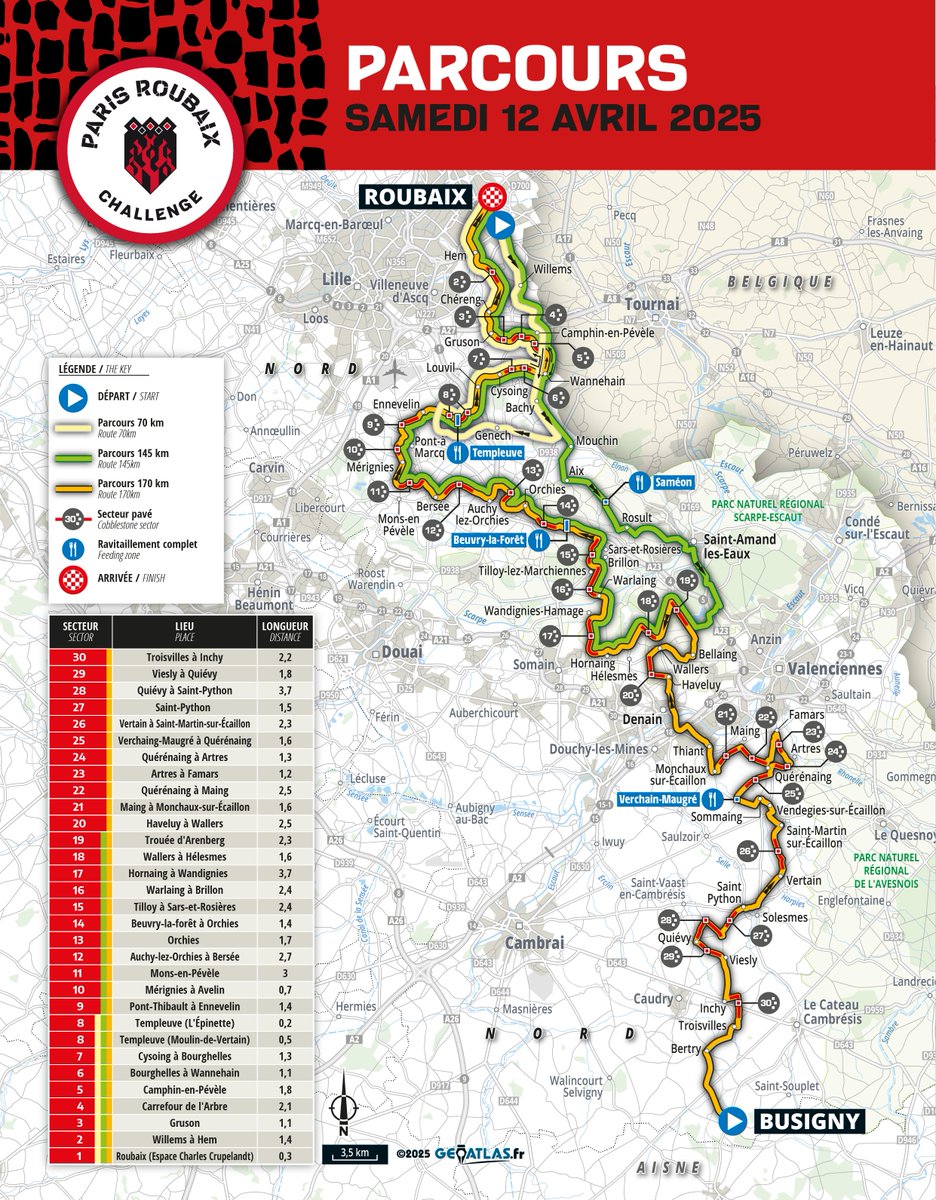 Here is #ParisRoubaixChallenge 2025 route🔥
Ready to take on the Hell of the North on April 12th? 

Voici le parcours de #ParisRoubaixChallenge 2025🔥
Prêt à défier l'Enfer du Nord le 12 avril ?