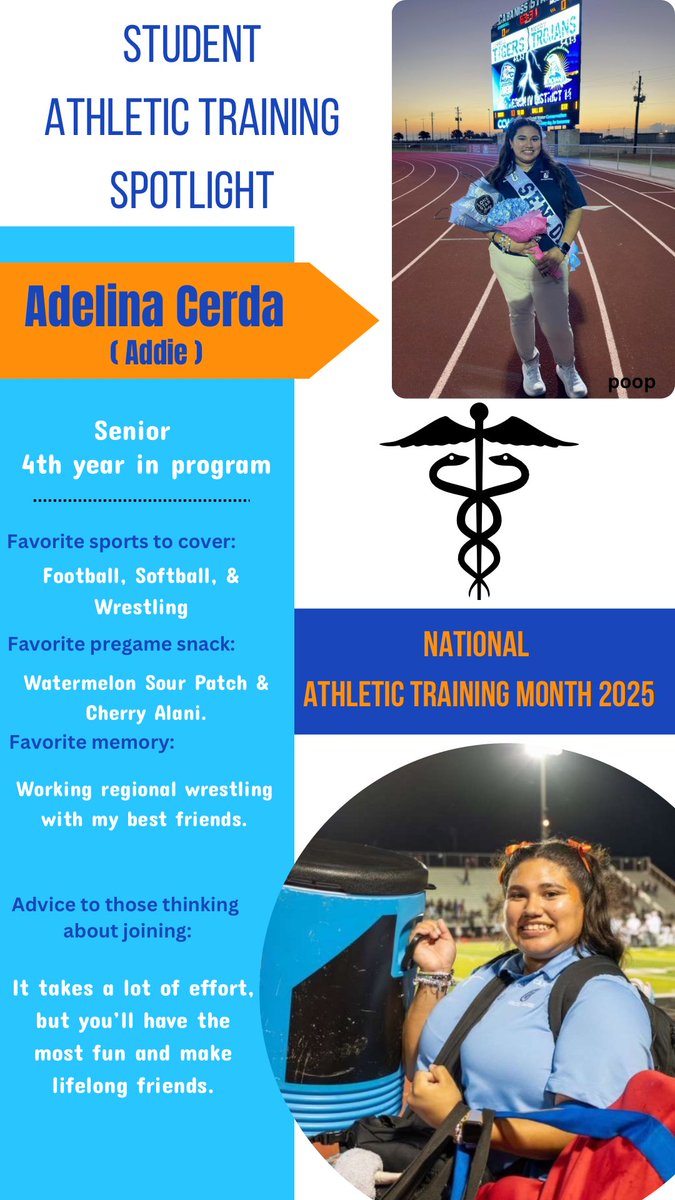 Tiger Athletic Training (@chsathtrain) on Twitter photo 🧡Student Trainer Spotlight🩵
Our seventh spotlight goes to senior Addie Cerda⚕️🐅 #NATM #TPND
<a href="/MaryCarrollHigh/">Mary Carroll High School</a> <a href="/TheProgramCTFB/">Carroll Football 🐅</a> 🧡Student Trainer Spotlight🩵
Our seventh spotlight goes to senior Addie Cerda⚕️🐅 #NATM #TPND
<a href="/MaryCarrollHigh/">Mary Carroll High School</a> <a href="/TheProgramCTFB/">Carroll Football 🐅</a>