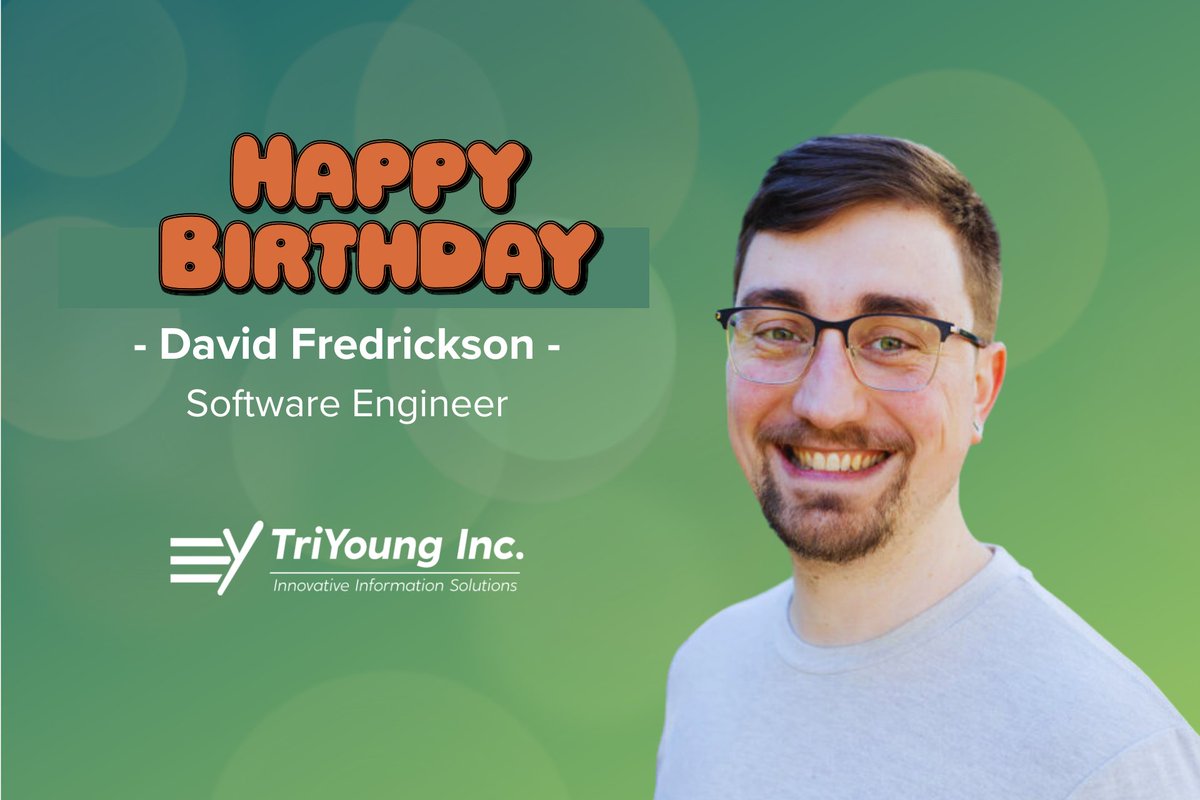 triyounginc's tweet photo. Please join the TriYoung , Inc. team in wishing our Software Engineer, David Fredrickson, a very Happy Birthday. #birthday #triyounginc https://t.co/Ng9MQiHfH0