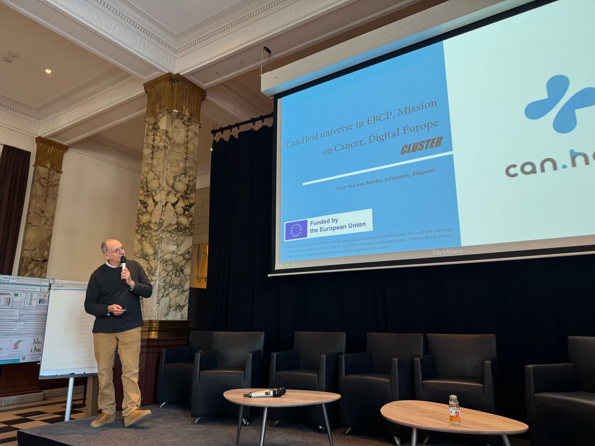 CanHealeu's tweet photo. 📢 LIVE from #CANHEAL Final Event:
The CAN.HEAL Cluster Roadbook session has just started! This cluster-building exercise aims to align CAN.HEAL’s outputs with ongoing European health initiatives like Europe’s Beating Cancer Plan (EBCP), Mission on Cancer (MoC), and (DigEU).🧬 https://t.co/s3njkSbBPQ