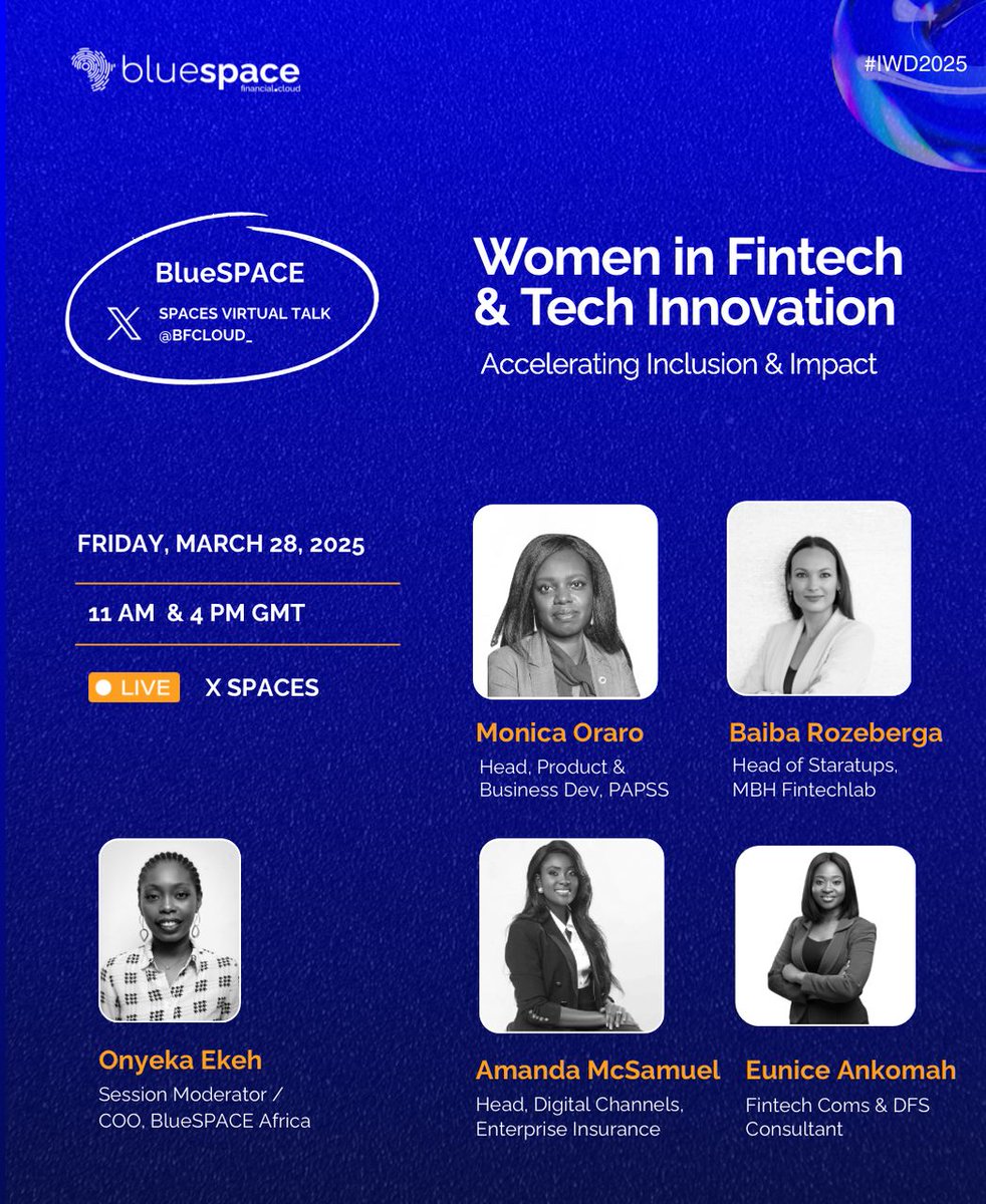 Looking forward to moderating these sessions -
Women's role in shaping Fintech &amp; digital Finance 

Morning session at 11:00 AM GMT

x.com/i/spaces/1ZkKz…

⌚️ Afternoon session at 4:00 PM GMT.

x.com/i/spaces/1MYxN…