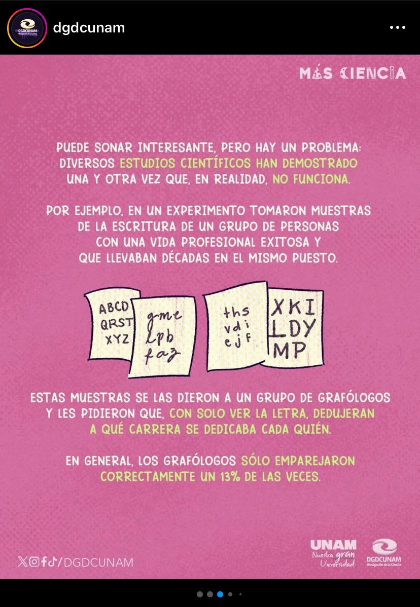 bueenoesodigoyo's tweet photo. GRACIAS @UNAM_MX 🤗
A través de su página de Instagram “DGDCUNAM” en forma de meme nos ha dicho lo que @MrDoctorOficial ya dijo de la Grafología y gracias a Octavio se develo el #Grafocartel y todo lo malo detrás de esta pseudociencia.
Les dejo las mejores. 
Sigan el 🧵 🤗 https://t.co/zI3KLtUtPX