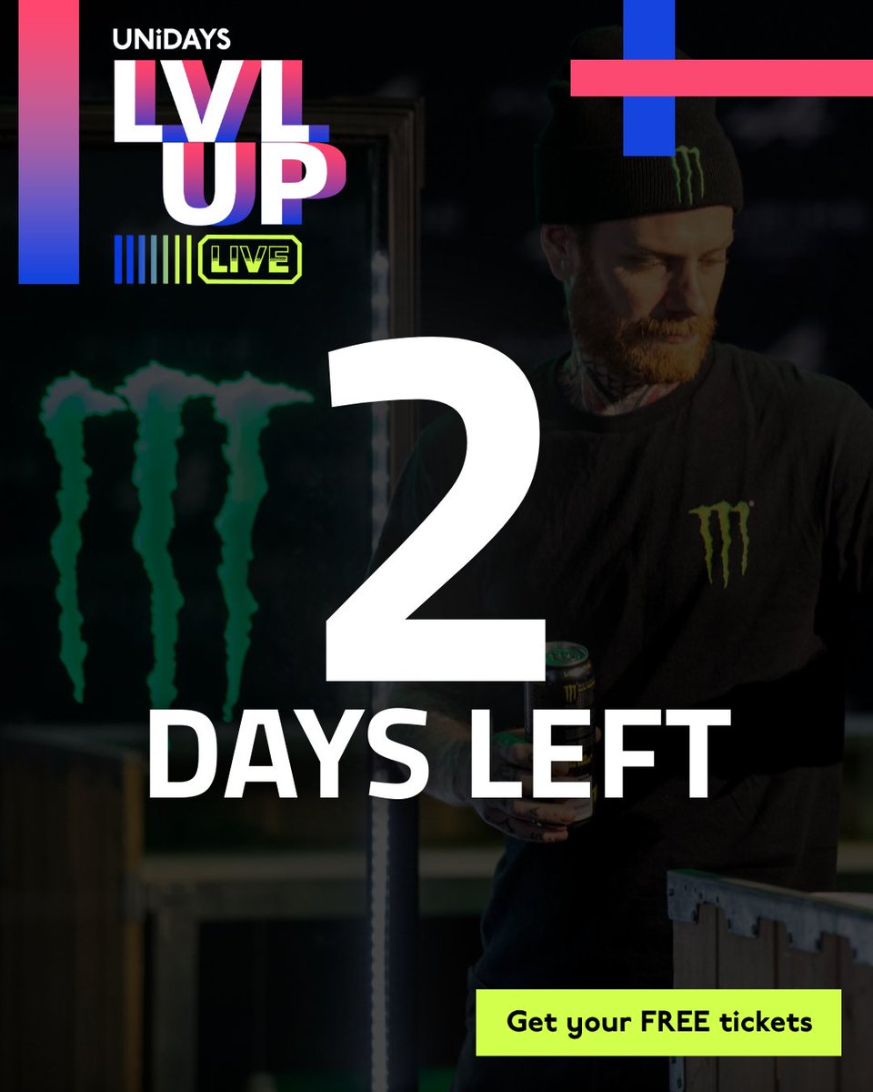nse_gg's tweet photo. β‘ 2 DAYS TO GO!
π€ Get ready to fuel your passion at the @MonsterEnergyUK TRUCK at UNiDAYS LVL UP LIVE! #MonsterEnergy #BUECSpring2025 #LVLUPLIVE
ποΈ Get your FREE tickets here - https://t.co/dGZCAOsZPa https://t.co/SaTDUETEB5