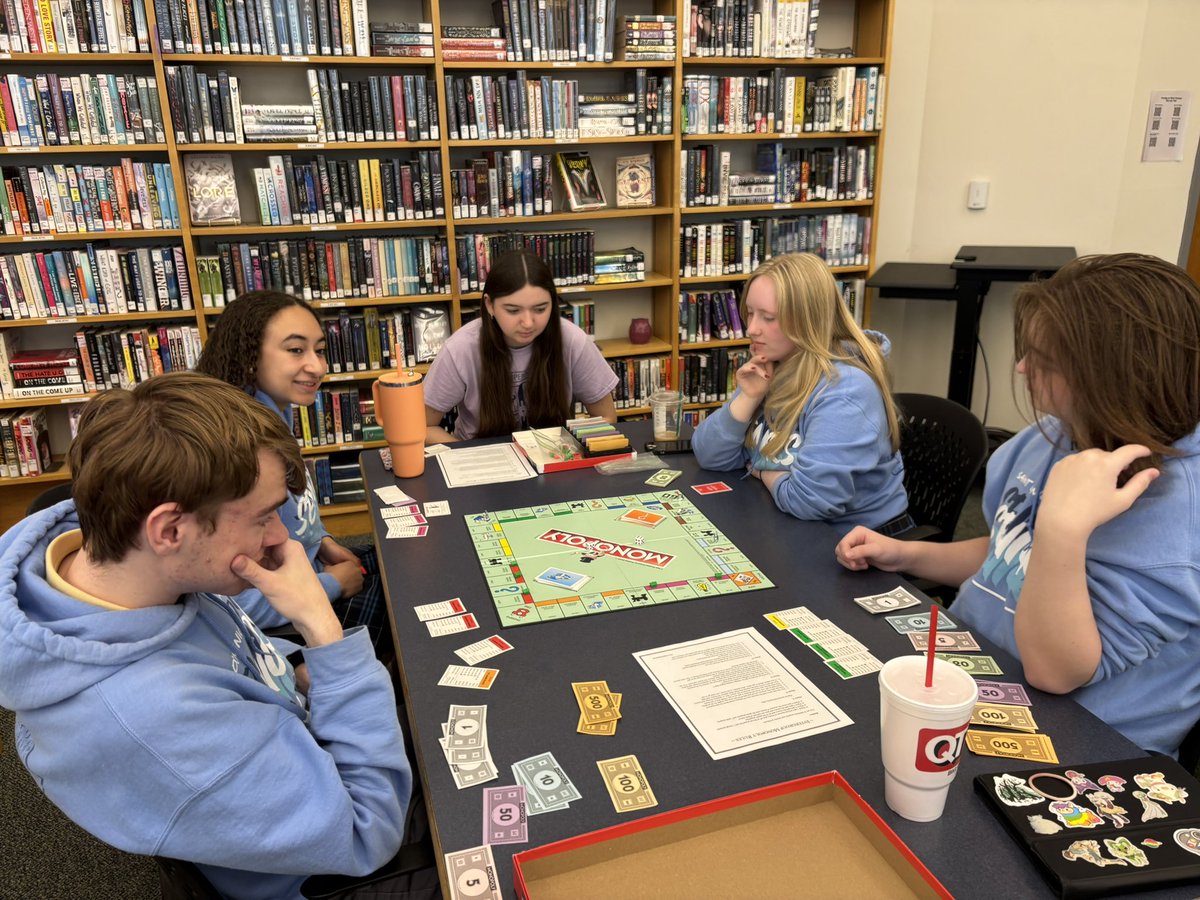 GoCardinals2020's tweet photo. Teaching poverty/wealth distribution with Monopoly. @StDominicHS https://t.co/KZDEdjySDL