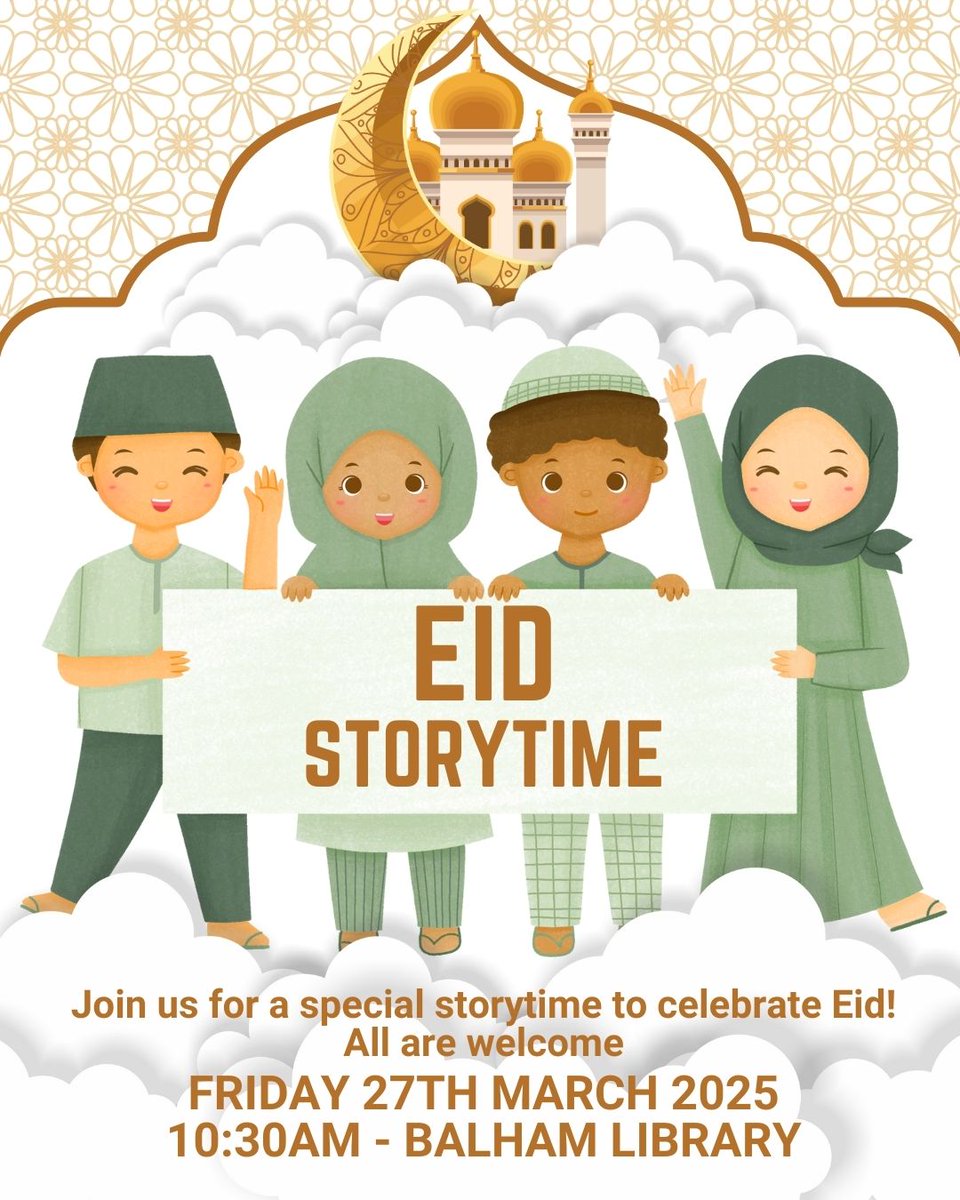 Better_Balham's tweet image. Join #BalhamLibrary tomorrow (Friday 27 March) for a special story time at 10.30am
We will be reading stories to celebrate Eid &amp;amp; Ramadan.
All welcome
@wandsworthlibs #LoveLibraries #StoryTime