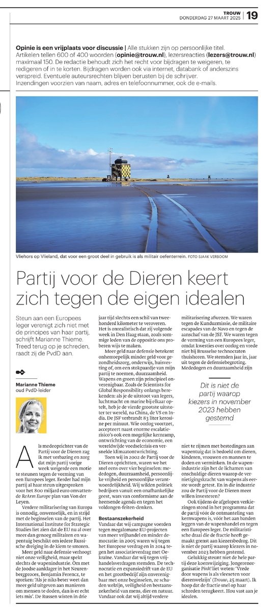 Beter ten halve gekeerd, dan ten hele gedwaald. Hou vast aan je idealen! 🕊️ #wapenwedloop #militarisering #europeesleger #escalatie