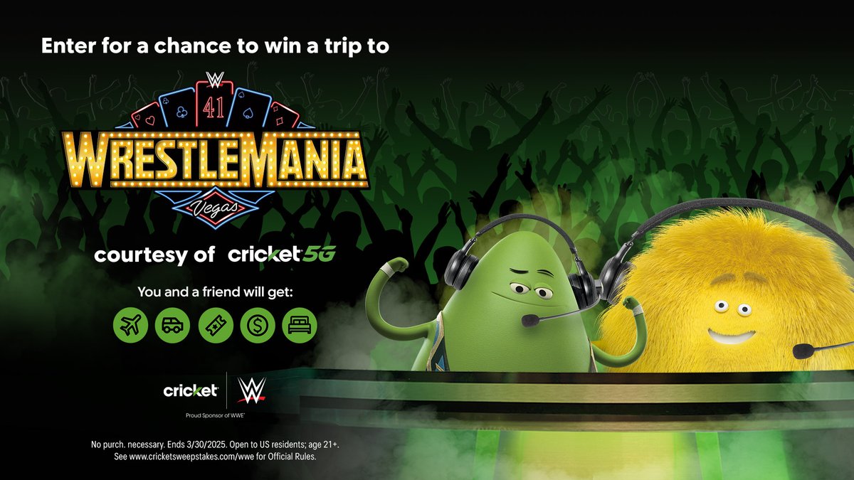 ⏰ Time is running out! You and a friend could win the ultimate #WrestleMania experience in Las Vegas 🎉 Enter NOW for a chance to win! cricketsweepstakes.com/wwe