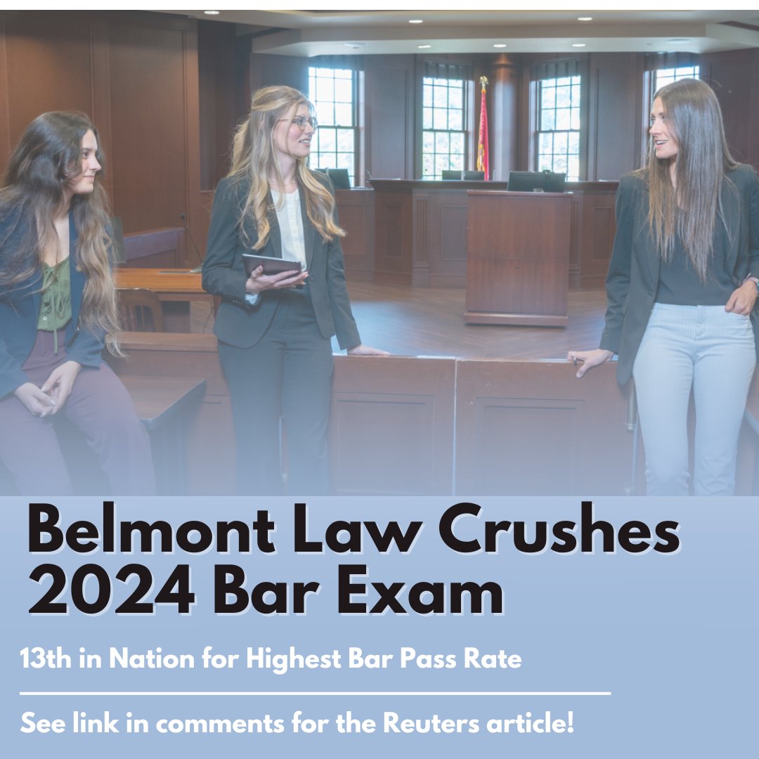 📚⚖️ As the spring semester nears and graduation is in sight for our 3Ls, we're grateful for the outstanding success of our alumni who have gone before us! #BelmontLaw ranked 13th nationwide with an impressive 95% first-time bar passage rate. Read more: loom.ly/buRwJaI