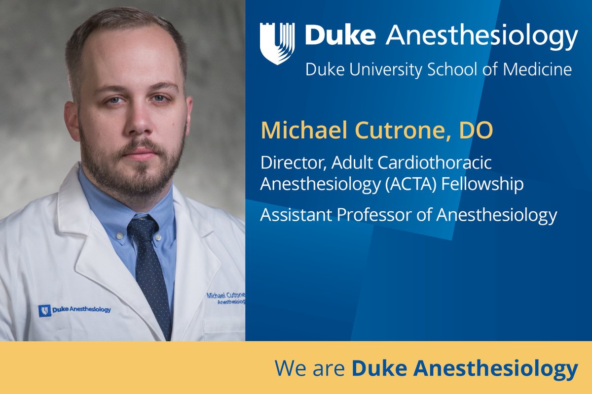 Duke Anesthesiology (@duke_anesthesia) on Twitter photo 👏Congrats to our Dr. Michael Cutrone, Duke #Anesthesiology alumnus, on his appointment as director of our ACTA Fellowship, effective May 1st. He succeeds Dr. <a href="/brandi_bottiger/">Brandi Bottiger</a>, who will assume the role as director of our Duke Anesthesiology Residency Program on the same day. 👏Congrats to our Dr. Michael Cutrone, Duke #Anesthesiology alumnus, on his appointment as director of our ACTA Fellowship, effective May 1st. He succeeds Dr. <a href="/brandi_bottiger/">Brandi Bottiger</a>, who will assume the role as director of our Duke Anesthesiology Residency Program on the same day.