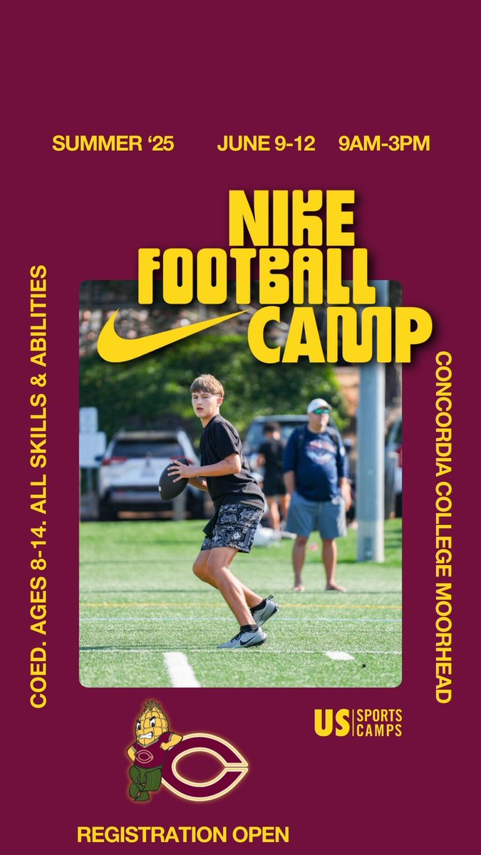 Coach Bakken (@coachbakk) on Twitter photo Ages 8-14!!  4 Days!!  Get Better!!
ussportscamps.com/football/nike-β¦ Ages 8-14!!  4 Days!!  Get Better!!
ussportscamps.com/football/nike-β¦