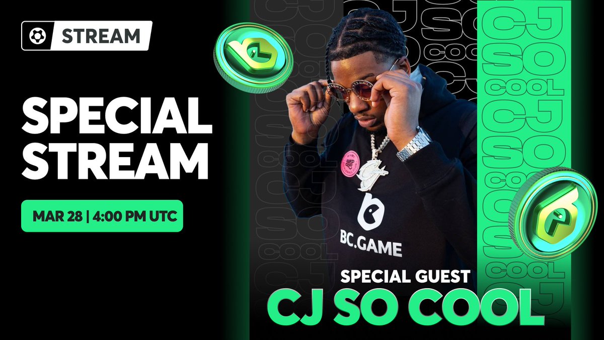 🔥 SPECIAL STREAM ALERT! 🔥
This Friday, March 28th, we go LIVE with the one &amp; only CJ So Cool!

🎤💥Some exclusive vibes with amazing surprises and rewards don't miss out set your reminders now now now!!!