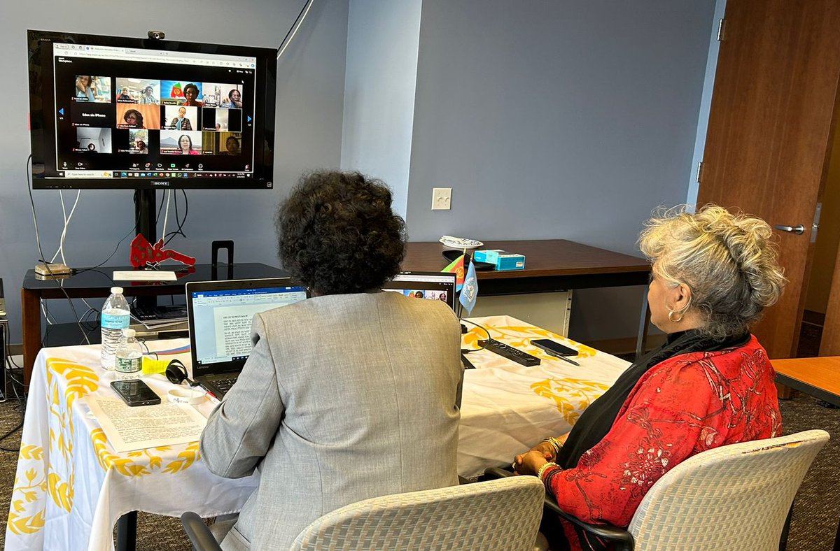 🇪🇷#NUEW President, Ms. Tekea Tesfamichael, conducted a virtual meeting with leaders of its various chapters in #Europe on the margins of the <a href="/UN_CSW/">United Nations CSW</a> and underscored the need to strengthen organizational structures to better respond to challenges #Eritrea #CSW69