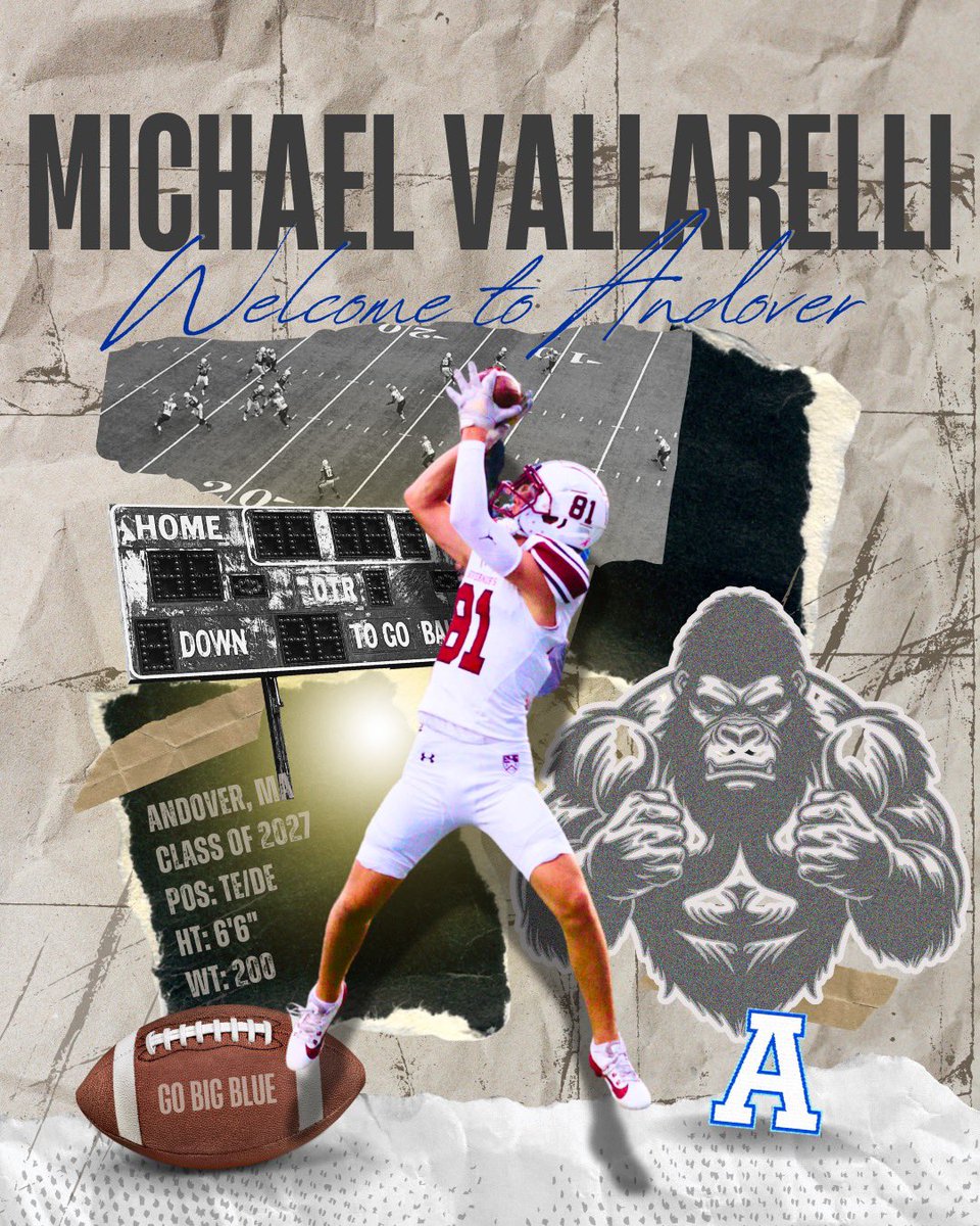 Michael Vallarelli C/O 2027 (@michael__vall) on Twitter photo Very Grateful to announce that will be reclassifying into the C/O 2027 at Phillips Andover!!!
Thank you <a href="/cbrownandovere1/">Coach Brown</a> for this opportunity! Very Grateful to announce that will be reclassifying into the C/O 2027 at Phillips Andover!!!
Thank you <a href="/cbrownandovere1/">Coach Brown</a> for this opportunity!