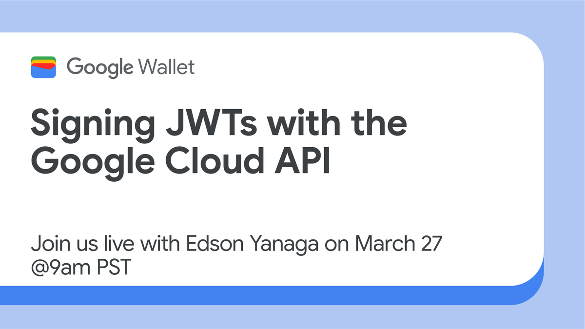 We're going live in 30 minutes! Learn how to sign JWTs using the Google Cloud API. And without downloading service account keys!

youtube.com/live/-3pdAavNe…