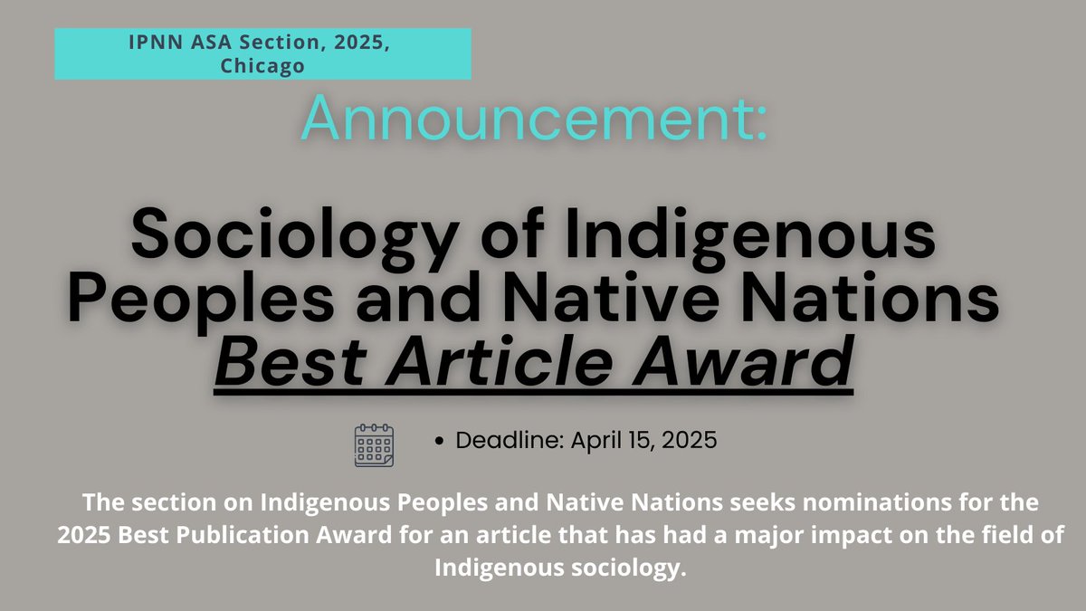 📣 Don’t forget! 📣

Nominations are open for the IPNN Best Article Award 🏆
Let’s celebrate the work that’s shaping our discipline.
🔗 Learn more here:
 asanet.org/communities-an…
Don't forget to follow us in our Skyblue account!
#IPNN #ASA #SectionAwards