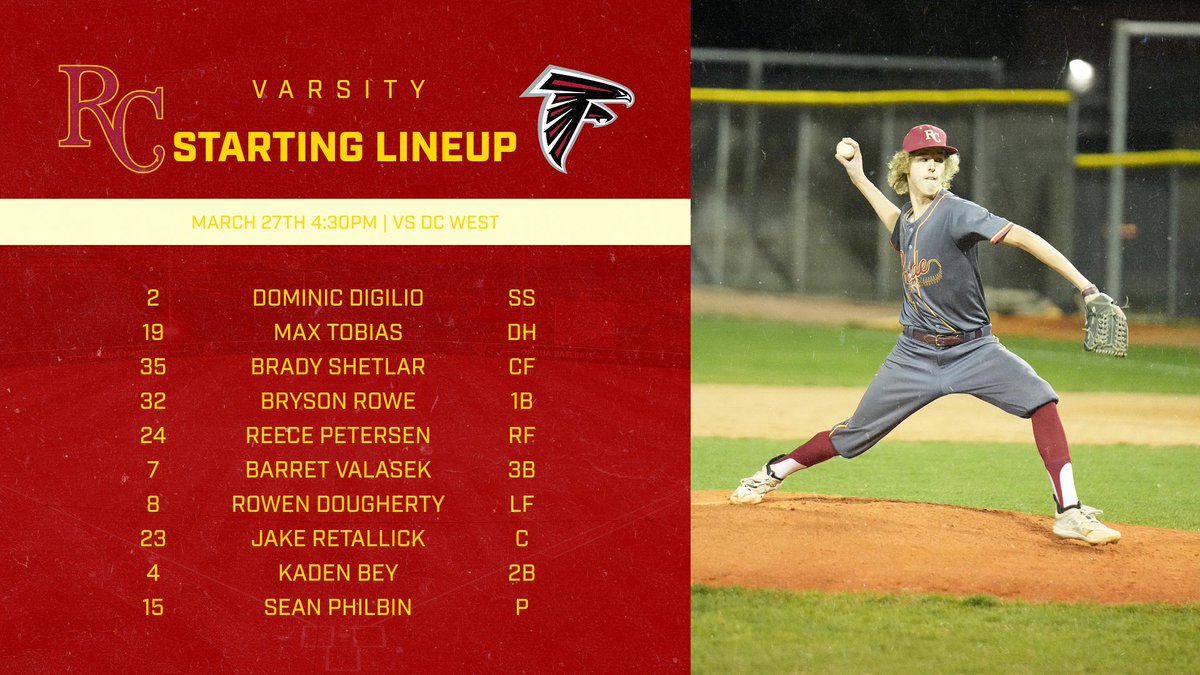 RCHSBall's tweet photo. Varsity/ JV Double header tonight starting at 4:30pm.  We will be in Valley taking on DC West.  Hope to see you there!  
#RollPride https://t.co/9sXySKtufI