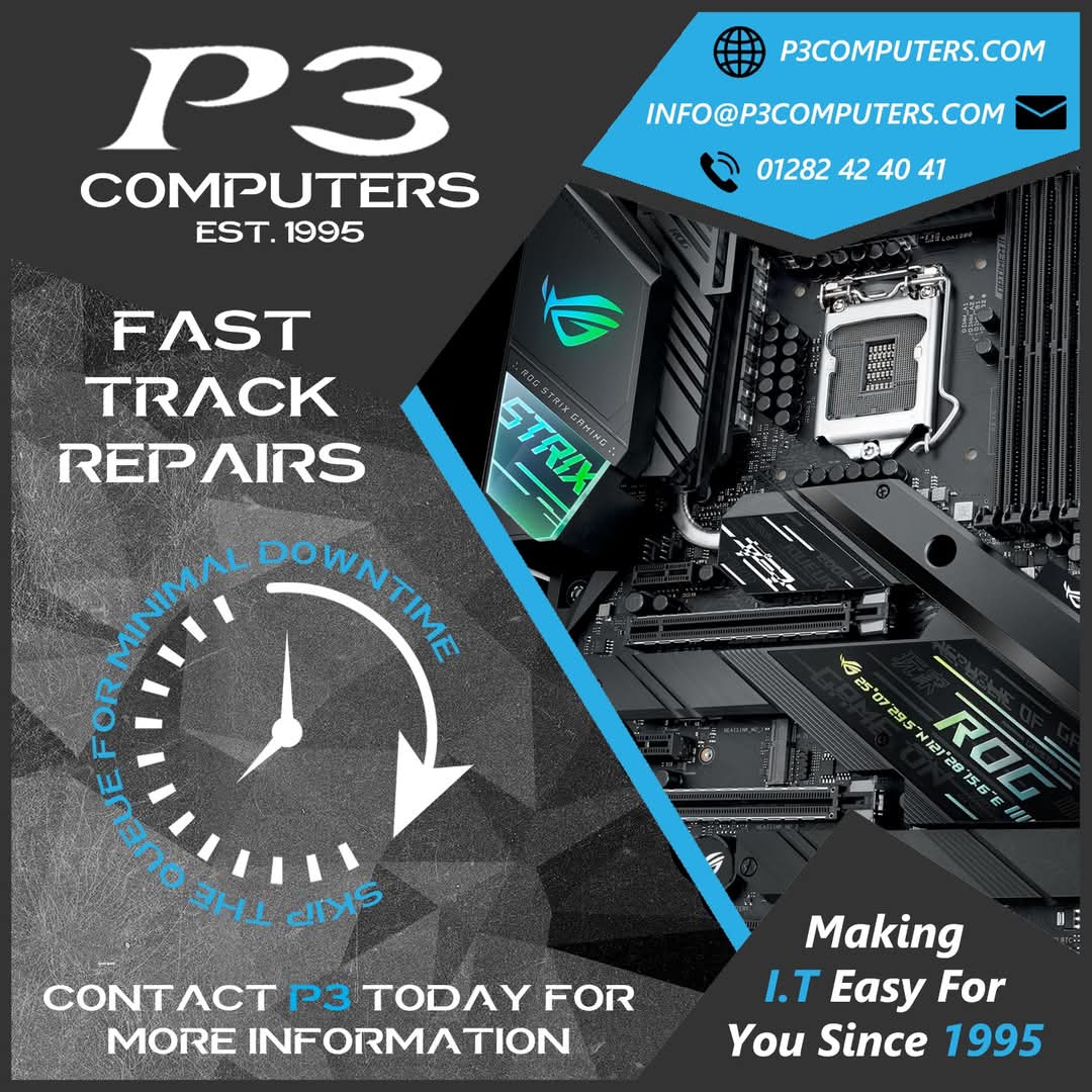 EverythingP3's tweet photo. Skip the queue for minimal downtime!

P3 offer a fast-track service on all repairs.

Whether it's a main server that is on its last legs, a machine that is boot looping or a laptop that is completely dead!

📞 01282 42 40 41

✉️ info@p3computers.com

💬 Social Media https://t.co/TineMkNApq
