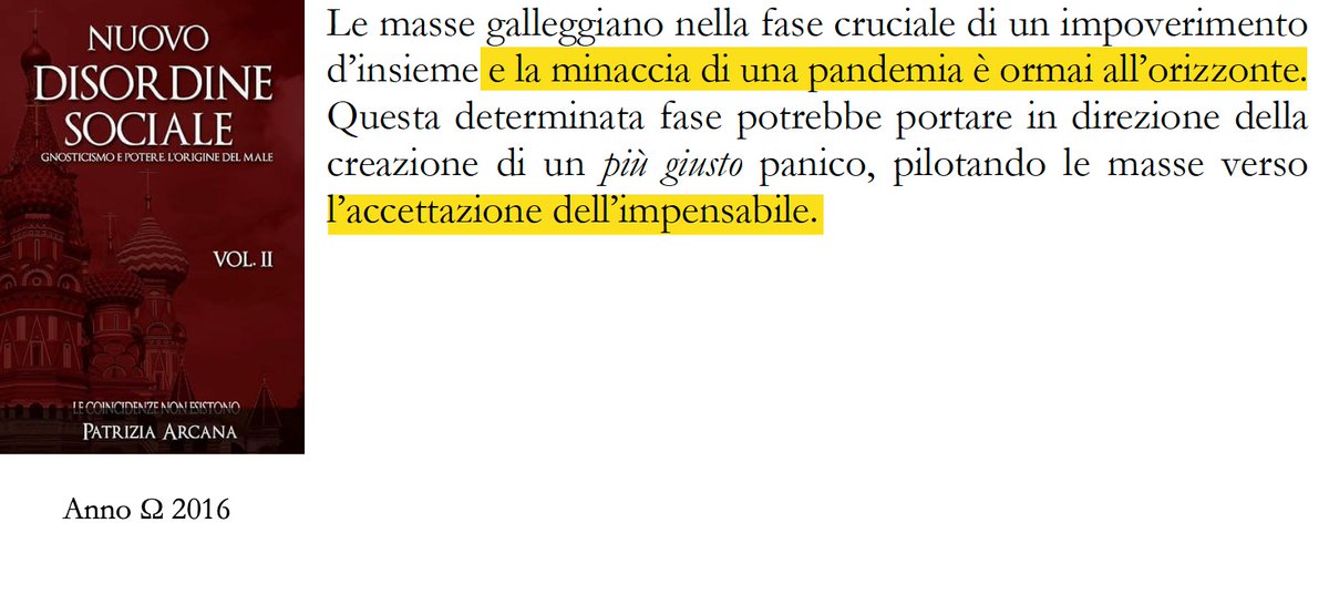 Italia dei Dolori™ 𝕏 (@italiadeidolori) on Twitter photo <a href="/embonaccorso/">HUMAN🎯TARGET</a> Peraltro, nel 2016, scrissi molto chiaramente circa la minaccia di una “pandemia“ all'orizzonte... L'anno dopo, nel saggio successivo, ne diedi la data esatta: 2020.
Ma di “onesti intellettuali“ che lo riconoscano apertamente non se ne rileva traccia... Poco importa. <a href="/embonaccorso/">HUMAN🎯TARGET</a> Peraltro, nel 2016, scrissi molto chiaramente circa la minaccia di una “pandemia“ all'orizzonte... L'anno dopo, nel saggio successivo, ne diedi la data esatta: 2020.
Ma di “onesti intellettuali“ che lo riconoscano apertamente non se ne rileva traccia... Poco importa.