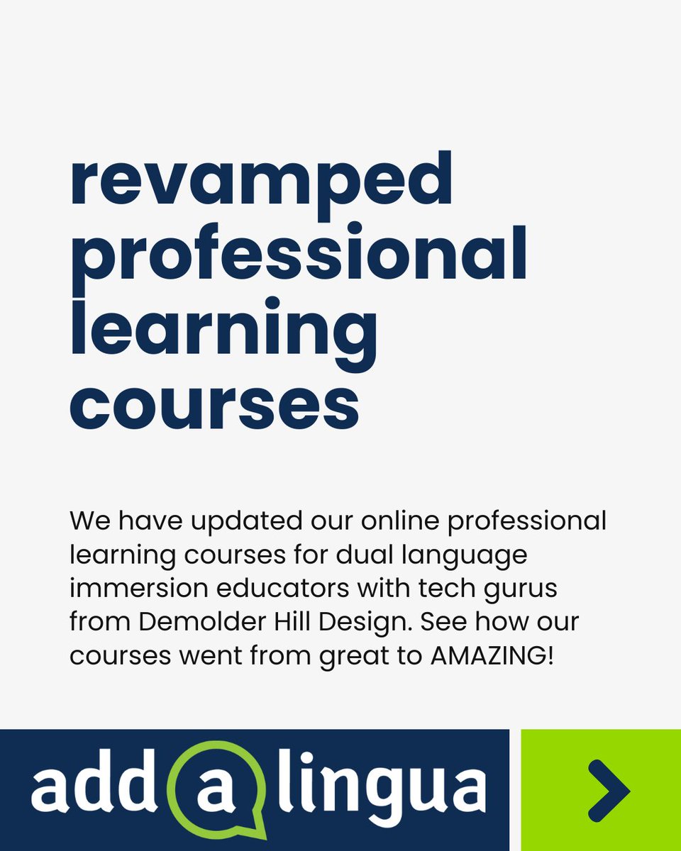 addalingua's tweet photo. We have taken feedback from hundreds of teachers and leaders from around the country, and alongside the e-learning experts from DeMolder Hill Design, we have updated our online professional learning courses for DLI educators. See how our courses went from great to amazing! https://t.co/lpnPyYqRXv